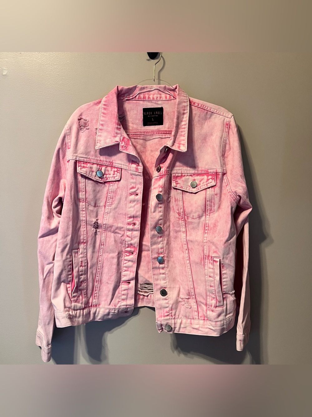 Black Label Pink Denim Jacket - size L
